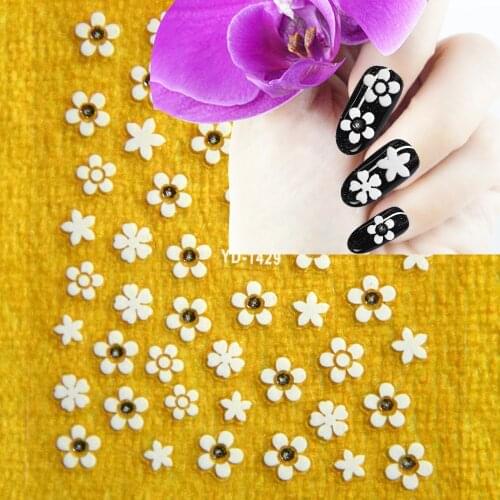 Floral White Flowers Sticky Stickers Rhinestone Sticker Nail Stickers Decals 3d Nail Art Sticker Nail Decal Sticker For Manicure