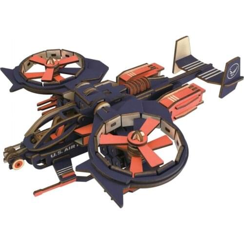 XC-G008H Wooden Toys 3D Jigsaw Puzzle RDA Gunship Assembly Kit Hot Sale Educational Gifts For Kids Adults Family Funny Games DIY