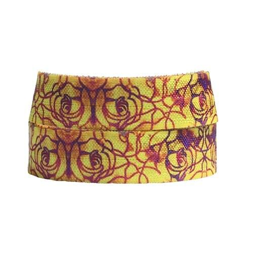FLRA ElasticGolden rose printing nylon and spandex made fold over elastic
