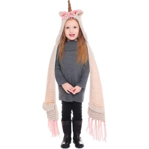 IANLAN Cute Kids Unicorn Hats Scarves Little Girls Winter Animal Style Cap Muffler with Tassels & Pockets 2-12 Years Old IL00180