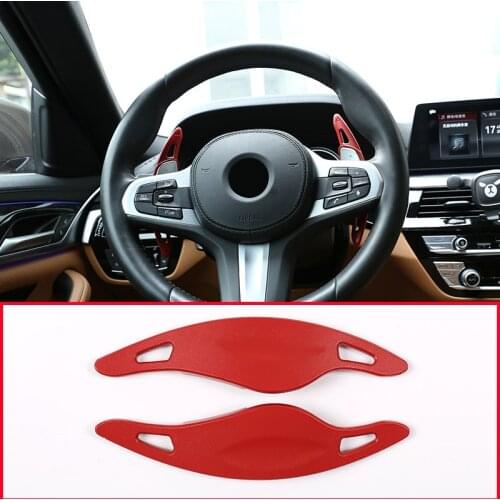 2pcs Red Car Steering Wheel Shift Paddle Decoration Trim For BMW X3 G01 5 Series G30 7 Series G11 G12 6 Series GT Accessories