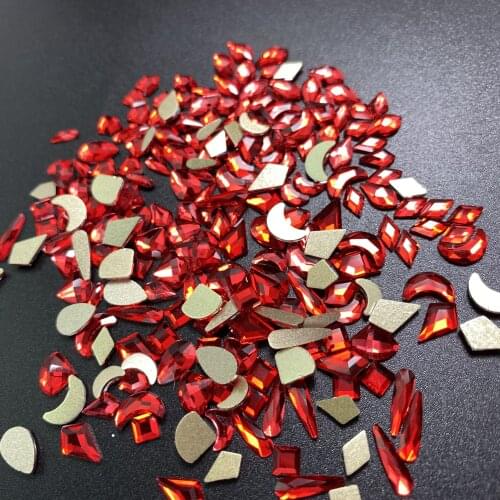 Mix Shape100pcs Red Color Crystal Nail Diamond Strass Glass Rhinestones For 3D Nails Art Decorations Supplies Jewelry Rhinestone