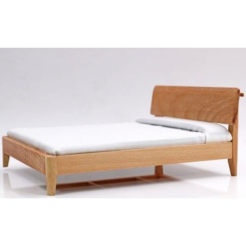 Retro Style 1/12 Dollhouse Single Bed Model with White Sheet Miniature Furniture Toys for Kids for Mini Room Decor Accessories