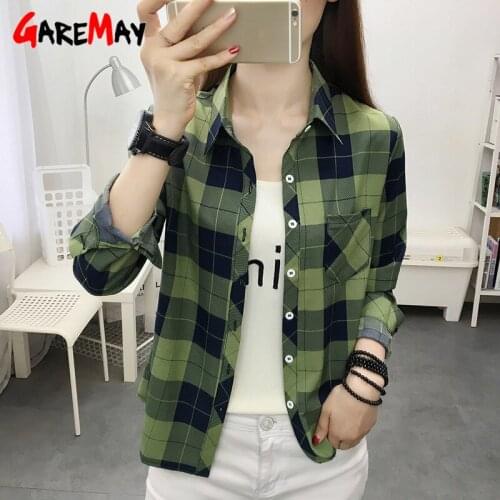 2021 Printed Plaid Wmens Shirt Korean Fashion Inside Top Cardigan Oversized Long-sleeved Blouses Women Plaid Shirts Button Up