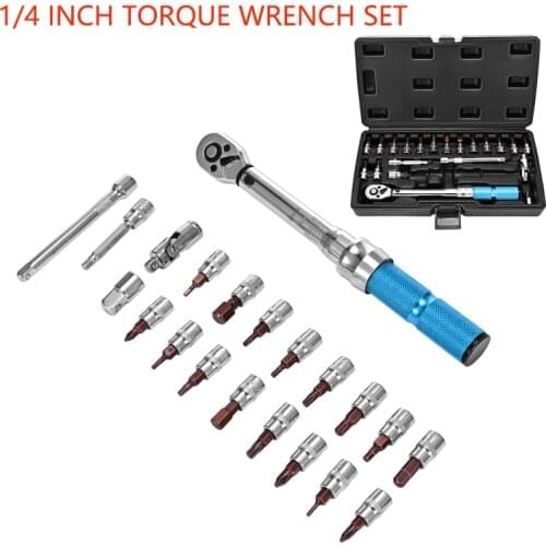 22Pcs Torque Wrench Set 1/4 Inch 90 Tooth Spanner Adapter Allen Key Torx Sockets Extension Bar Bicycle Motorcycle Repair Tools