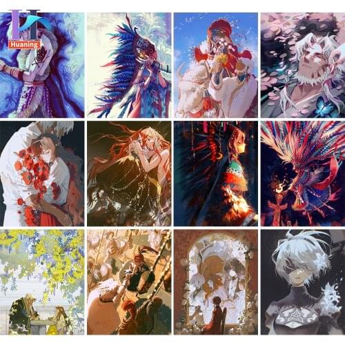 DIY Paint By Numbers For Adults Canvas Drawing Japanese Anime Style Paintings By Numbers Cartoon Home Decor Animation Gift