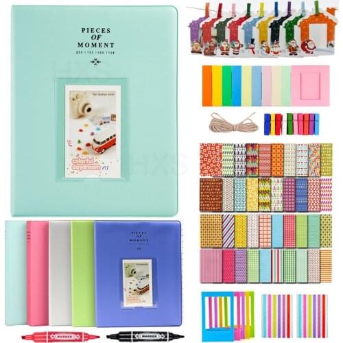 128 Pockets 3 Inch Photo Paper Album Set with Picture Frames, Stickers, Markers for Fujifilm Instax Mini 11 9 8 7s 25 70 90 Film