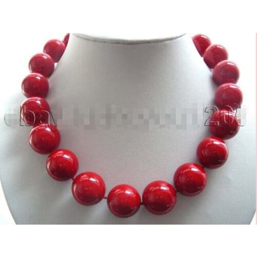 16mm Red Round Shell Pearl Necklace! Factory Wholesale price Gift word 18inch real Women Fine for lady jewelry