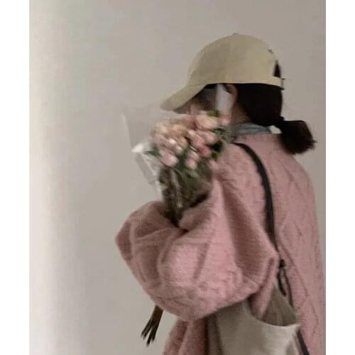 Winter Thick Twist Pullover Sweater 2021 New Lazy Wind Solid Color Loose Casual Bottoming Sweater Women