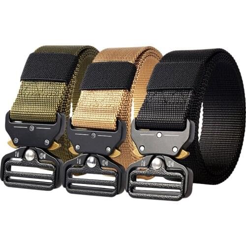 Tactical Belt Men Adjustable Police Heavy Duty Military Tactical Waist Belts Metal Buckle Nylon Belt Outdoor Hunting Accessories