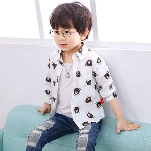 Cartoon Shirt for Boys 2019 Summer Autumn Long Sleeve Shirt Coats Toddler Boy Shirts Fashion Turn-down Collar Blouse Boys Tees