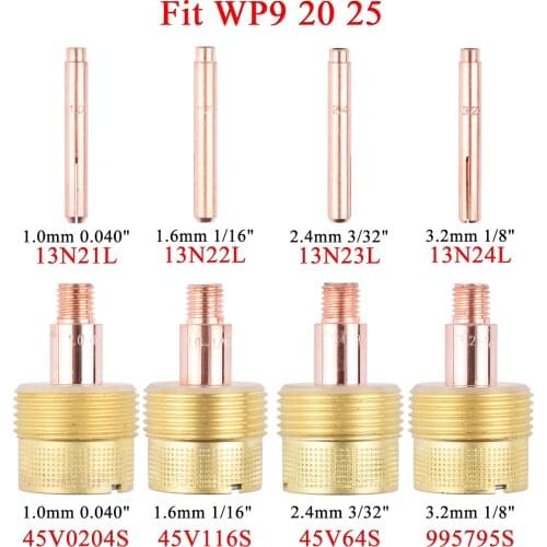 TIG Extra Large Collet Collet Body Gas Lens 13N21L 13N22L 13N23L 13N24L 45V0204S 45V116S 45V64S 995795S For TIG WP9 20