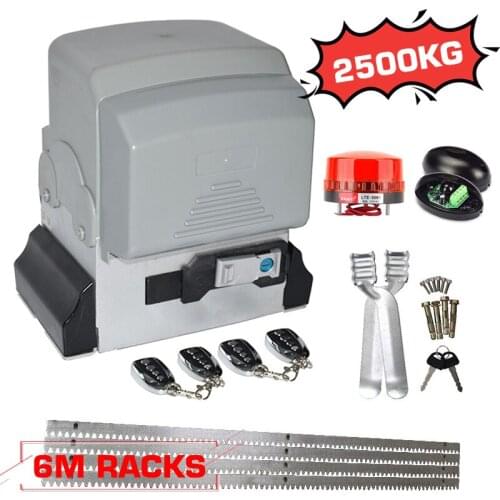 Heavy Duty 2500kg Automatic Sliding Gate Opener Drive with 6m Steel Racks Electric Remote Control Sliding Door Motor Actuator
