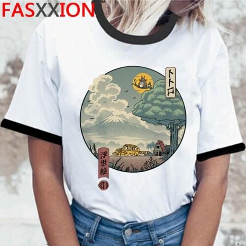 Totoro Studio Ghibli t-shirt summer top female white t shirt print grunge aesthetic ulzzang top tees vintage couple clothes