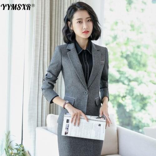 High Quality Professional Womens Office Sets Casual Suit Pants Two-piece Autumn and Winter Slim Ladies Jacket Fashion Trousers