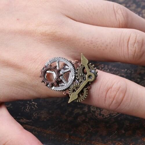 Wonderful Design 30 * 25mm Surface of Different Gear Components and Clock Hand Steampunk Ring Accessory