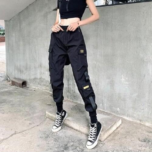 QWEEK Cargo Harem Pants Women Harajuku Japanese Streetwear Joggers Pants Women Plus Size Casual Sweatpants Loose Pants Fashion