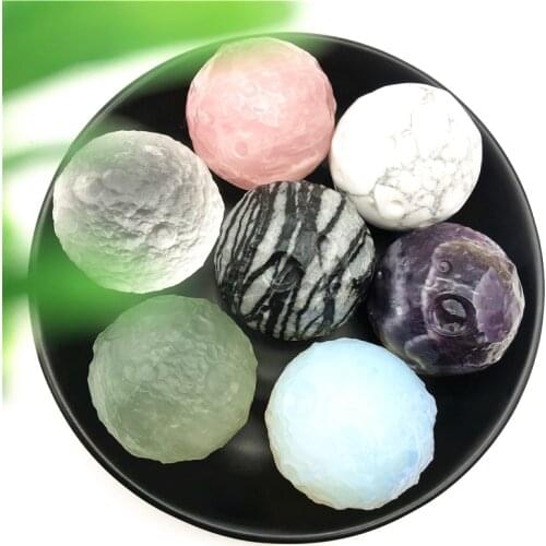 1PC Natural Clear Crystal Opal Pink Crystal Amethyst Fluorite Ball Moon Spheres Quartz Rough Healing Gemstone Ornaments Minerals