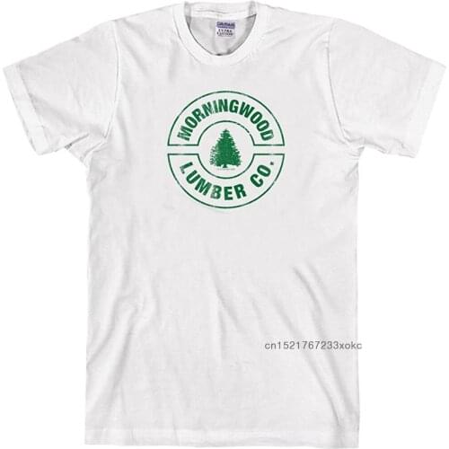 100% Cotton Tops Slim Fit Mens Tees Morningwood Lumber Co. Company T Shirt White O Neck T-shirt