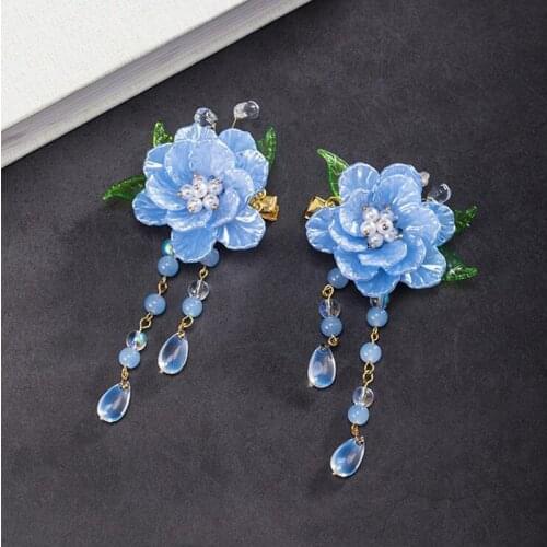 2 pcs Camellia Vintage Hair Clip Girl Tassel Hair Clips Hairpin HanfuTraditional Headdress Handmade Hair clip
