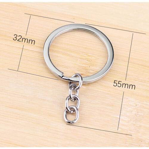 25mm Metal keychain Rhodium Plated Alloy Key Chains Simple Key Ring Free Shipping 20pcs