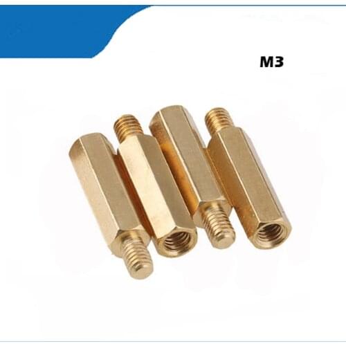30Pcs M3*L+3/4/5mm Hex Head Brass Spacing Wood Screw Nut Copper Insert Threaded Pillar PCB Standoff Spacer PC Motherboard