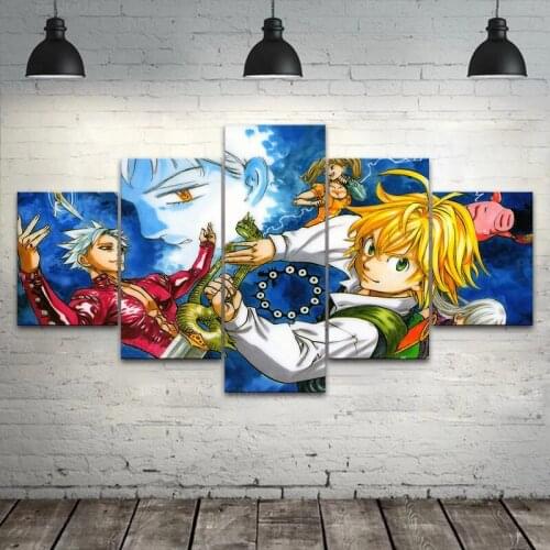 5 Pieces The Seven Deadly Sins Canvas Wall Art Anime Japan Painting Print Poster Modular Pictures Living Room Home Decor