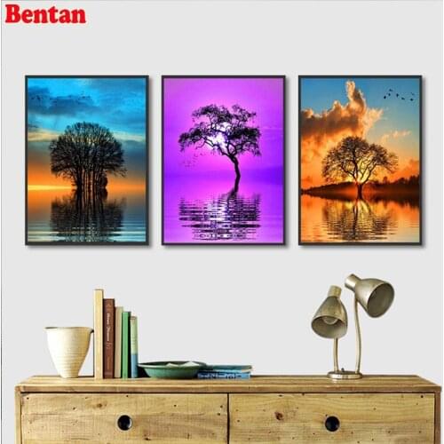 5D round square diamond embroidery Four Seasons Trees Landscape Diy full sets diamond painting mosaic pictures rhinestones 4 pcs