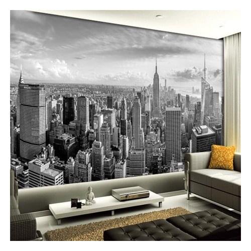 5D Papel Murals New York City Building scenery black&white 3D photo mural wallpaper for living room background 3d wall mural