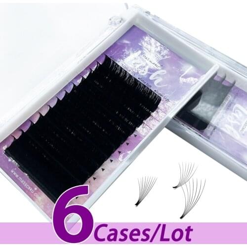 6pcs/lot MASSCAKU factory price easy fan 1s fast blooming lash tray private logo easy fan lashes for mackup beauty