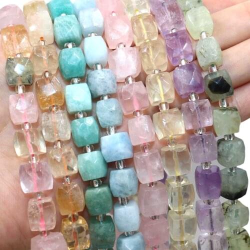 8 10mm Faceted Natural Stone Citrines Amazonite Quartz Jades Aquamarines Spacer Beads For Jewelry Making Diy Necklace Bracelet