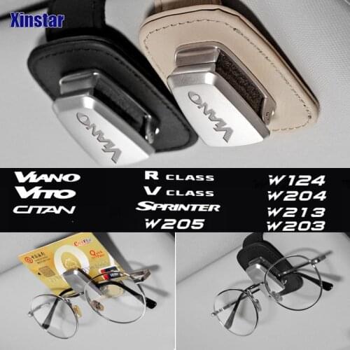 Genuine Leather Car Sunshade Glass Clip Sticker For Mercedes Benz CITAN R V CLASS SPRINTER VIANO VITO W203 W204 W205 W124 W213