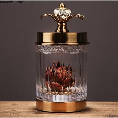 European-style Crystal Glass Storage Jar Creative Storage Jar with Lid Ornaments Crafts Home Living Room Decoration Accessories
