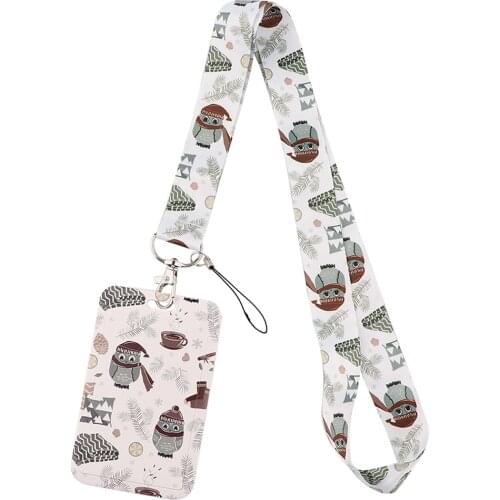PF976 Cute owl Lanyard For Keychain ID Card Cover Pass student Mobile Phone USB Badge Holder Key Ring Neck Straps Accessories