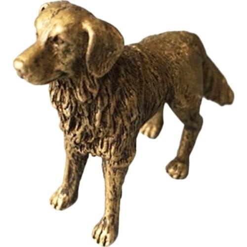 China Pure Brass Prosperous Wealth Dog Small Statue Solid Brass Dog Hand Piece Decoration