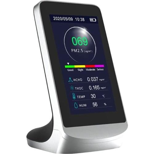 Digital Air Quality Monitor PM2.5 HCHO/TVOC AQI Gas Detector w/ History Function