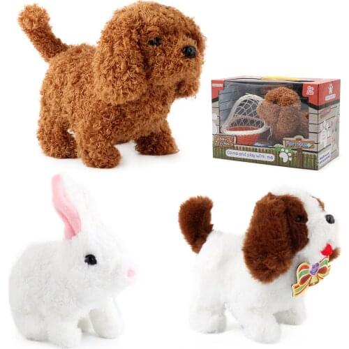 Childrens Electric Plush Toy Dog Creative Simulation Animal Intelligence Will Be Called Wagging Tail Walking Teddy Gift