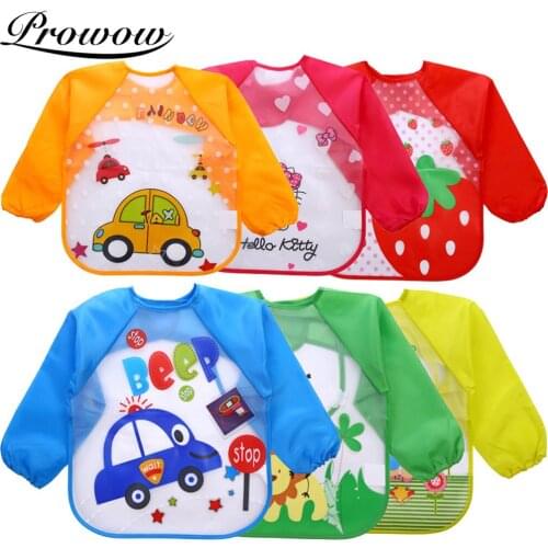 ZAFILLE Cute Baby Bibs Waterproof Long Sleeve Apron Children Feeding Smock Bib Burp Clothes Soft Eat Toddler Clothing 1-5Y