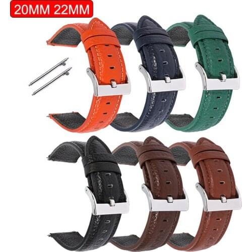 Double-sided leather Watchband 20 22mm For huawei watch gt 2 Quick Release Straps samsung Galaxy watch 46mm S4 S3 Bracelet Band