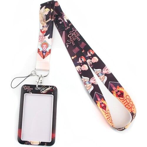 DZ1339 New Good Omens Key lanyard Car Keychain Personalise Office ID Card Pass Gym Mobile Phone Badge Key Ring Holder Jewelry