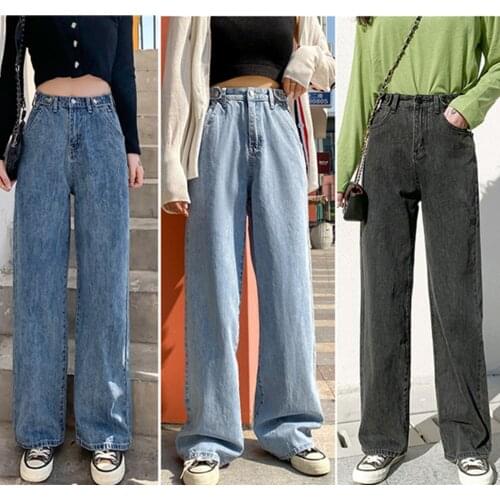 Woman Jeans High Waist Clothes Wide Leg Denim Clothing Blue Streetwear Vintage Quality 2021 Fashion Harajuku Straight Pants