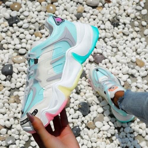 Vulcanize Shoes Summer Sneakers 2021 Breathable Rainbow Color Fashion Casuals Height Increasing Female Chunky Ladies Shoe