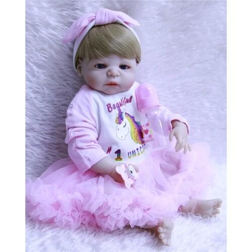 DollMai bebe doll girl 23"real doll full silicone reborn baby dolls toys for children gift fake baby new born princess dolls