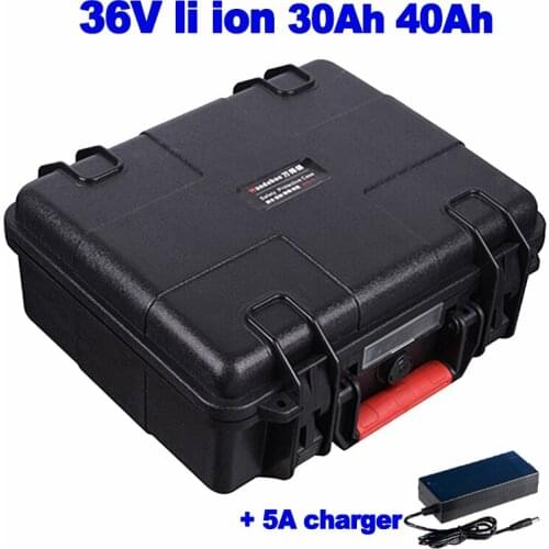 Waterproof suitcase 36v 30ah 40ah lithium ion lipo battery for robot surfboard Disinfection Sprayer Off Grid power + 5A charger