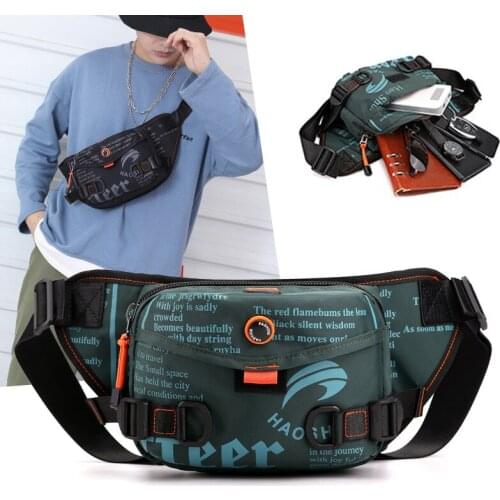 Men Trendy Fashion Waist Bags Male Quality Waterproof Nylon Chest Hip Bag Running Bag Travel Crossbody Bags Phone Pouch XA672ZC