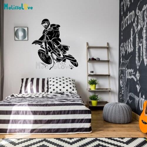 Motorcycle Racing Decal Extreme Sport Theme Dirt Bike Teenager Child Room Playroom Home Decor Removable Vinyl Wall Sticker BD542