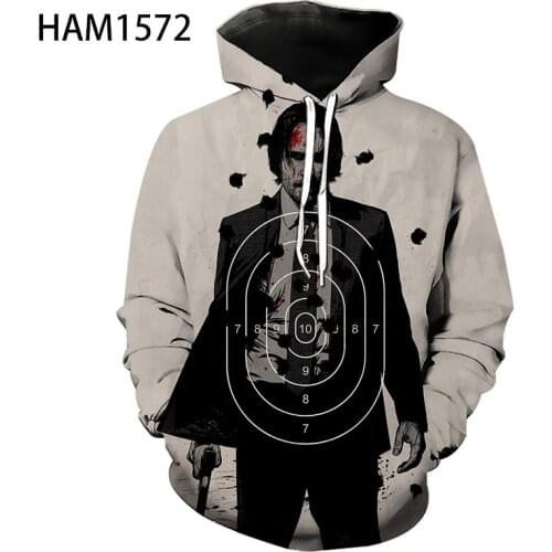 John wick mens Hoodie 2021 summer new 3D cool print teen girls childrens fashion Pullover
