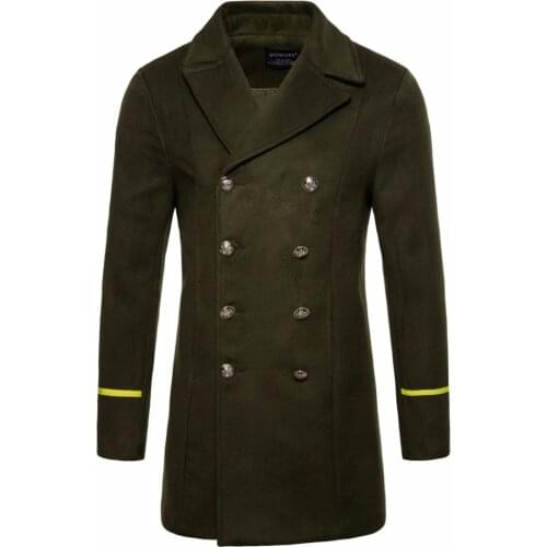 Man winter coat wool long double-breasted coat