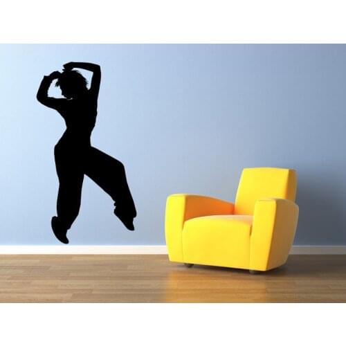 Hip Hop Dancer Wall Decals Silhouette Wall Art Decal Vinyl Stickers Removable Waterproof Teens Boy Room Dance Studio Decor ZA239
