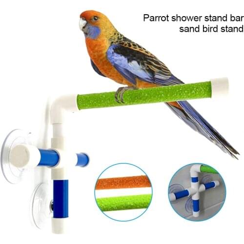 Newest Scrub Parrot Play Stand Bird Standing Bar Parrot Playground Parrot Toy Parrot Shower Stand with 3 Suckers